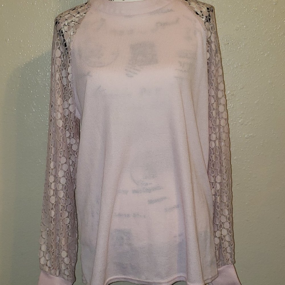 MIHOLL Pink Thermal with Lace Sleeves